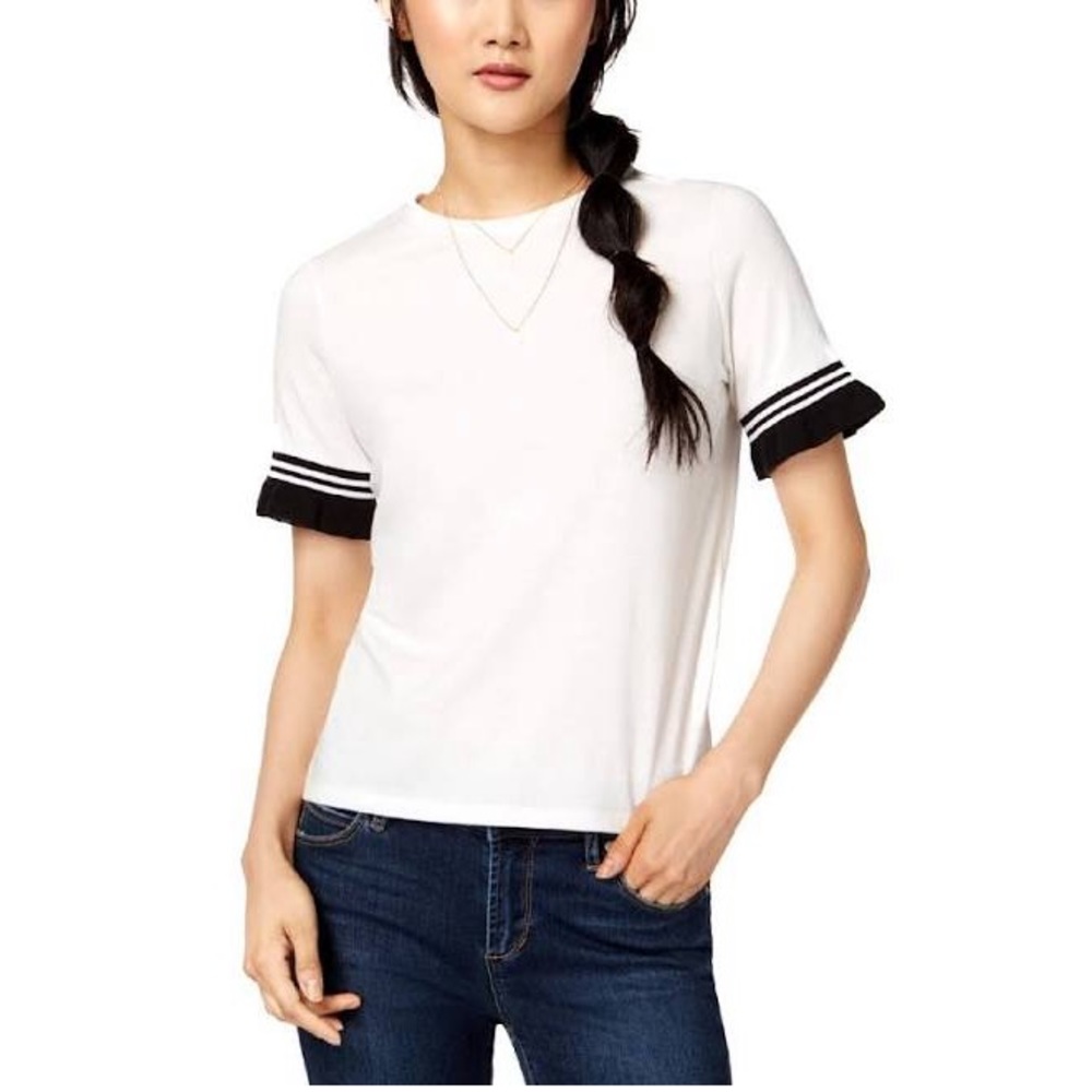 White Tee Ribbon Sleeve